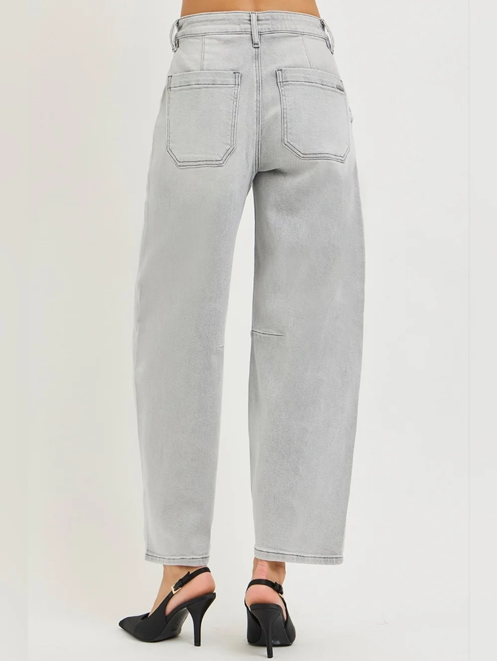 RISEN High Rise Slouchy Barrel Jeans Grey Stretch Neutral Ankle Various NEW - Picture 10 of 15